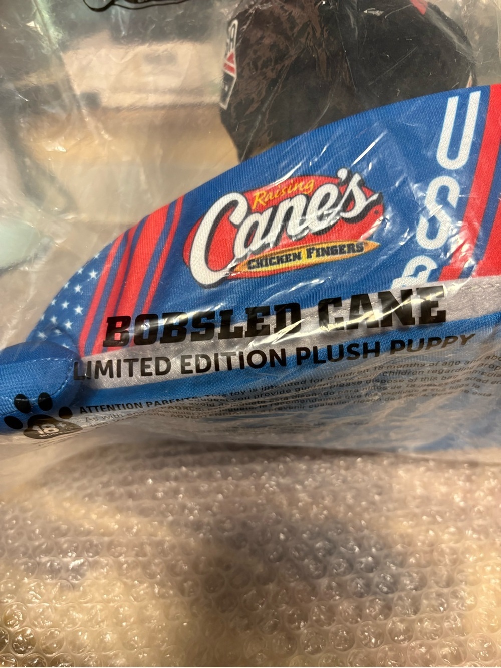 Raising Cane's USA Bobsled Cane Racing Bear Plush in Blue and Red NWT - Picture 4 of 5